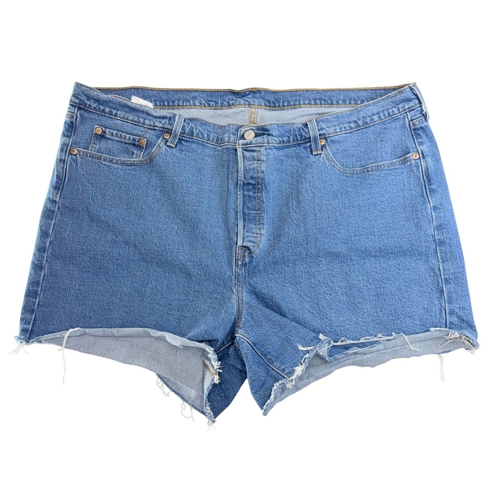 Levi's 501 Original Cut-Off Shorts Women 24W Blue Denim Button Fly Raw Hem‎